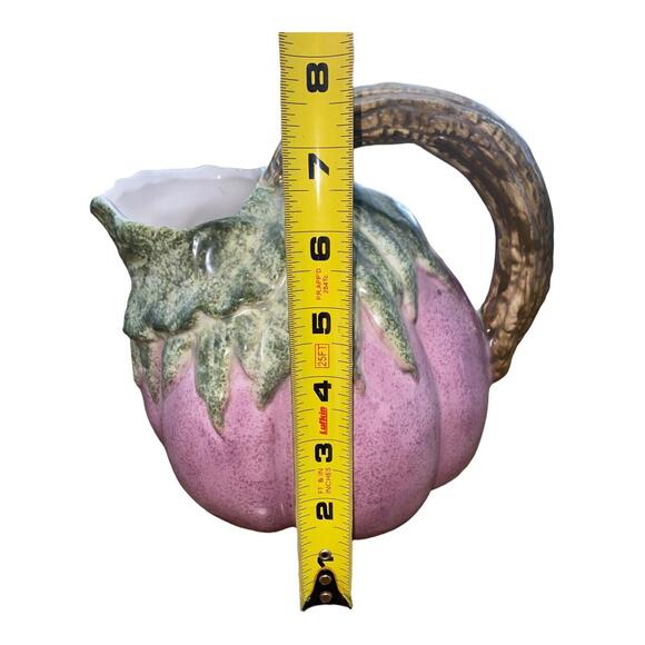 1970s Vintage Eggplant/Aubergine Ceramic Pitcher - Picture 4 of 6